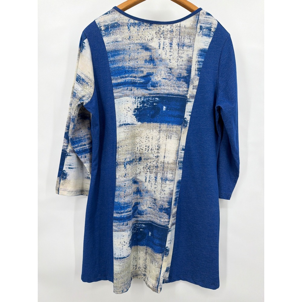 Parsley & Sage Blue Abstract Mixed Print Tunic‎ Top XL Lagenlook Artsy - Picture 2 of 6
